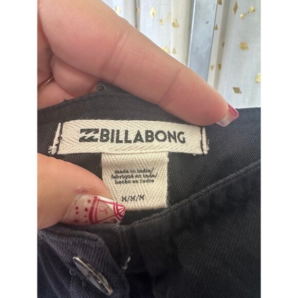 Billabong Ruffled Square Neckline Button Front Self Tie Belt Pockets Jumpsuit M - Picture 9 of 11